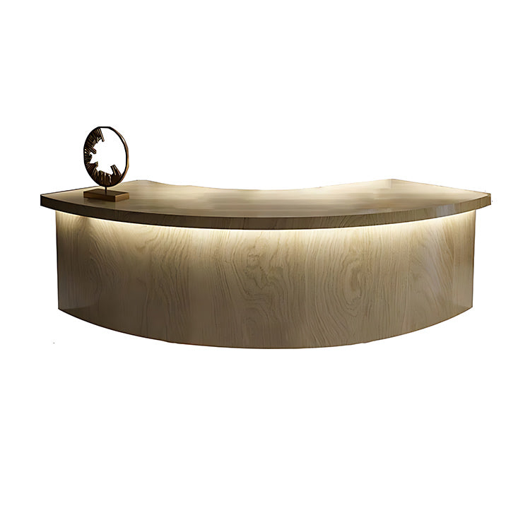 Modern Curved Reception Front Desk with Solid Wood Grain JDT-7232