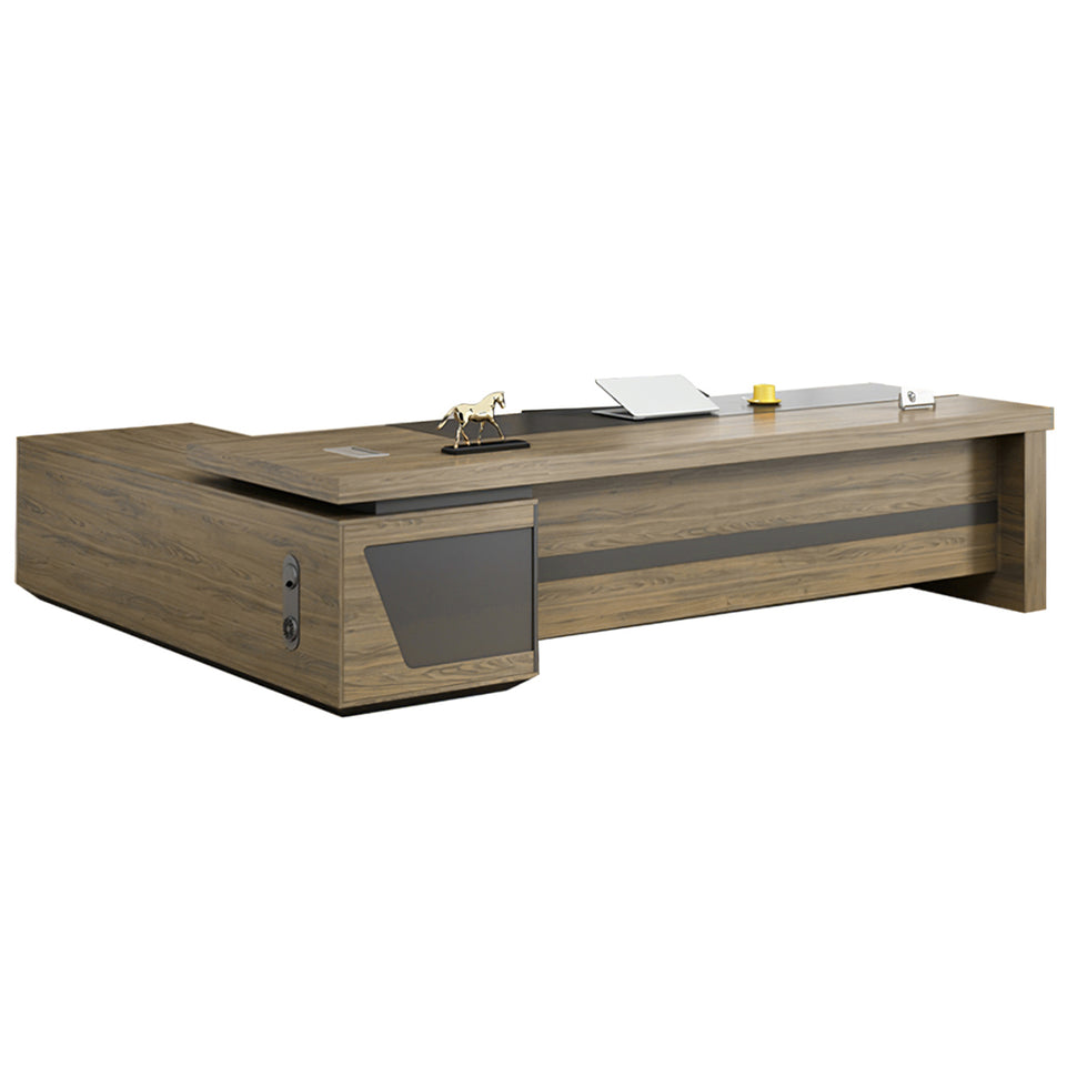 Modern L-Shaped Executive Desk with Drawers and Cabinet LBZ-2091