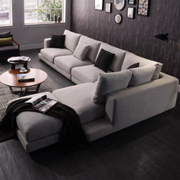 Modern Sofa 110-140 in Wide with Lumbar Support for Living Room