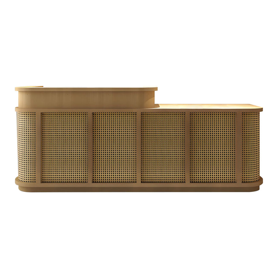 Vintage Minimalist Reception Desk Rattan Storage Keyboard Tray JDT-2295