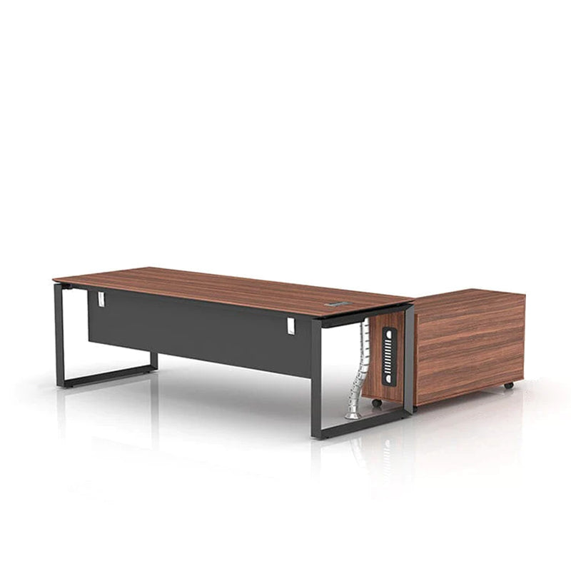 Walnut Color Executive Desk Moder Office Desk with Side Cabinet Customizable LBZ-1082