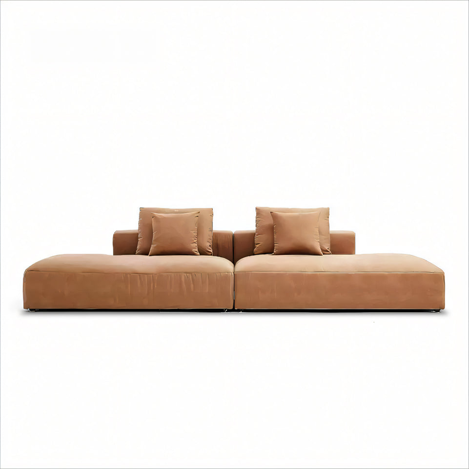 Italian Minimalist Tech Cloth Sofa Brown Chaise Lounge BSF-2005