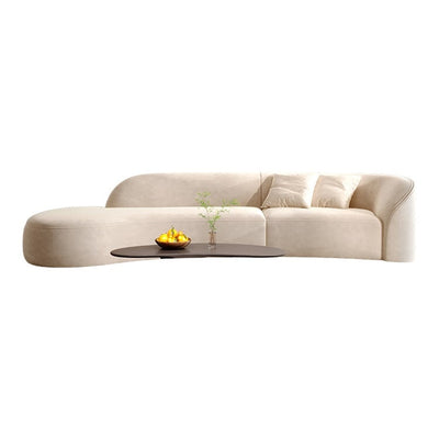 Beige Simple Modern Comfortable Curved Fabric Sofa BSF-035 (In Stock)