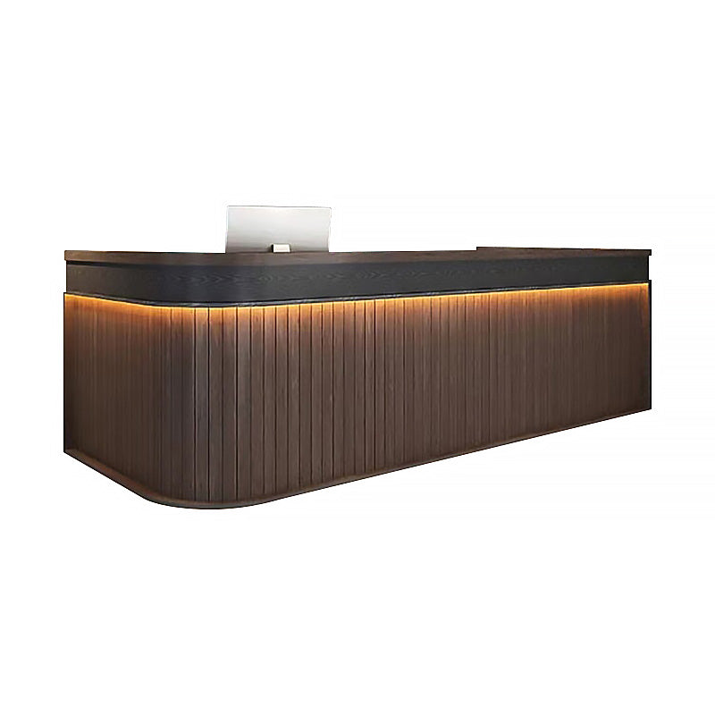 Striped L-Shaped Front Desk with Multi-Storage for Bars and BBQ Restaurants JDT-10114