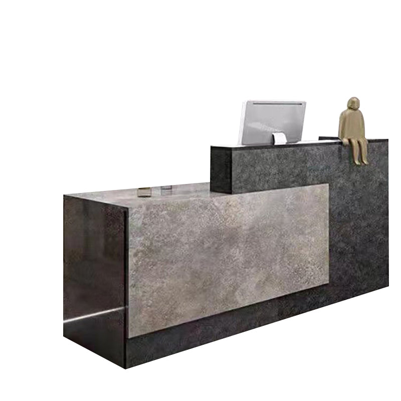 Color-Blocked Straight Front Desk with Corner and Lockable Keyboard Tray for Offices and Hotels JDT-1095