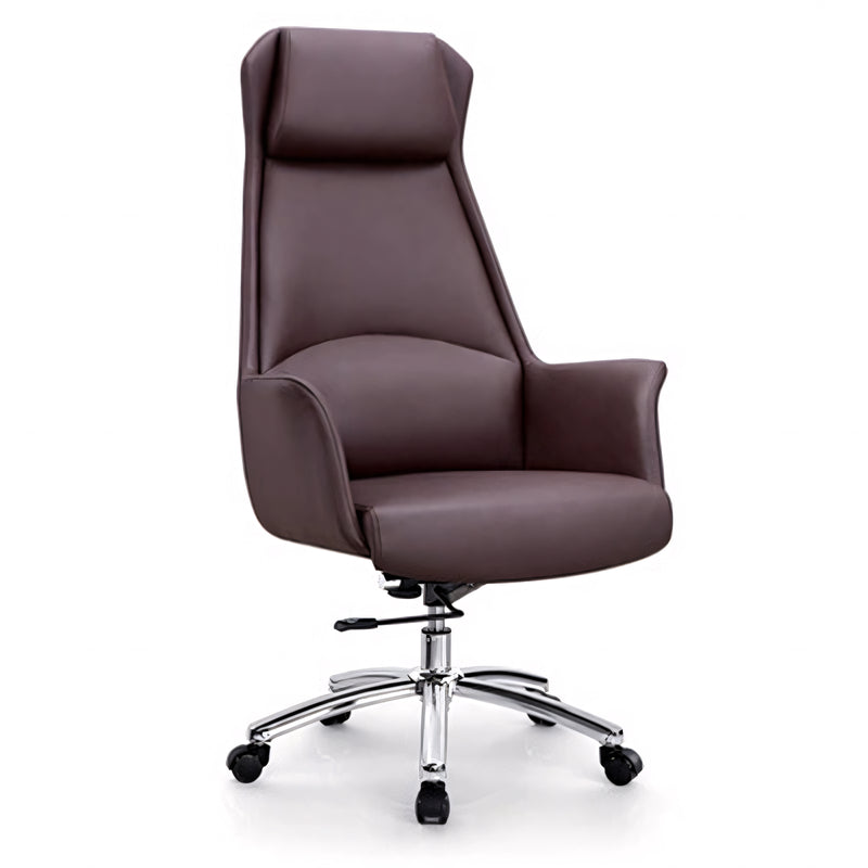 Modern Ergonomic Black Leather Office Chair with Wheels Adjustable Height and Recline LBY-K015