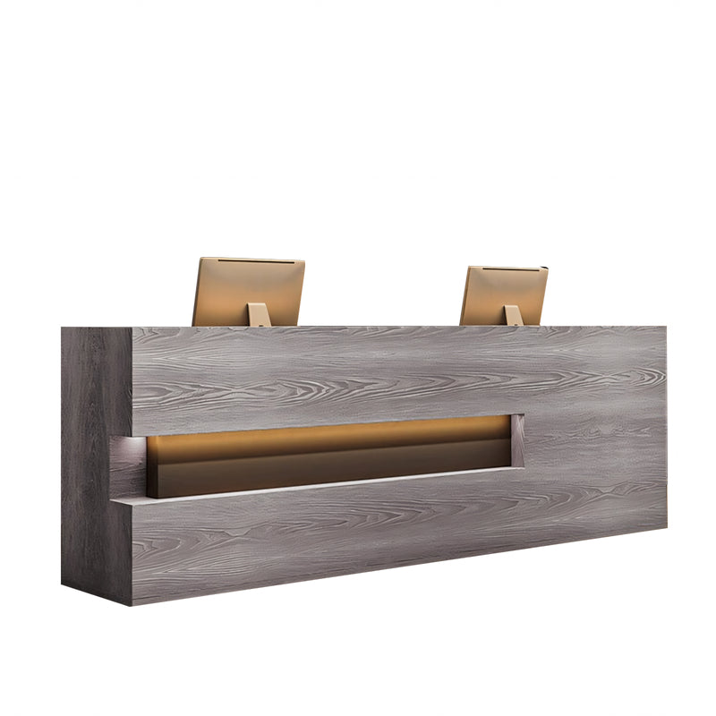 Hollow-Out Straight Solid Wood Reception Desk with Cabinets and Drawers for Clothing Stores and Hotels JDT-014