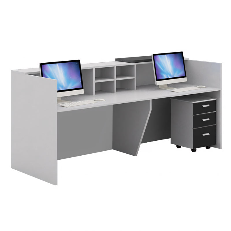 Color-Blocked Reception Desk with Compartments and Mobile Cabinet for Offices JDT-1096