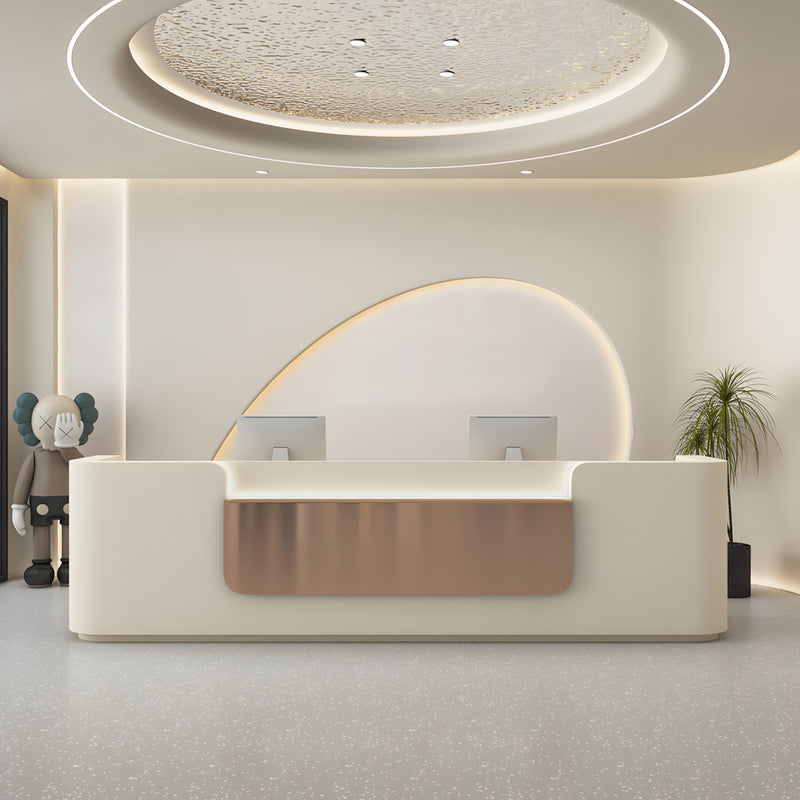 Modern Reception Desk 63-150 in Wide with File Drawers for Office Lobby