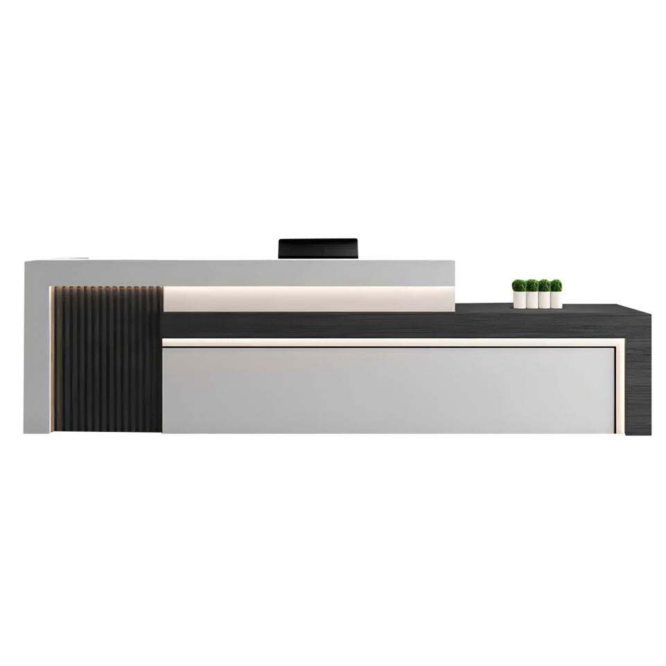 Salon Reception Desk 63-134 in Wide with LED Lighting & Transaction Counter for Salon