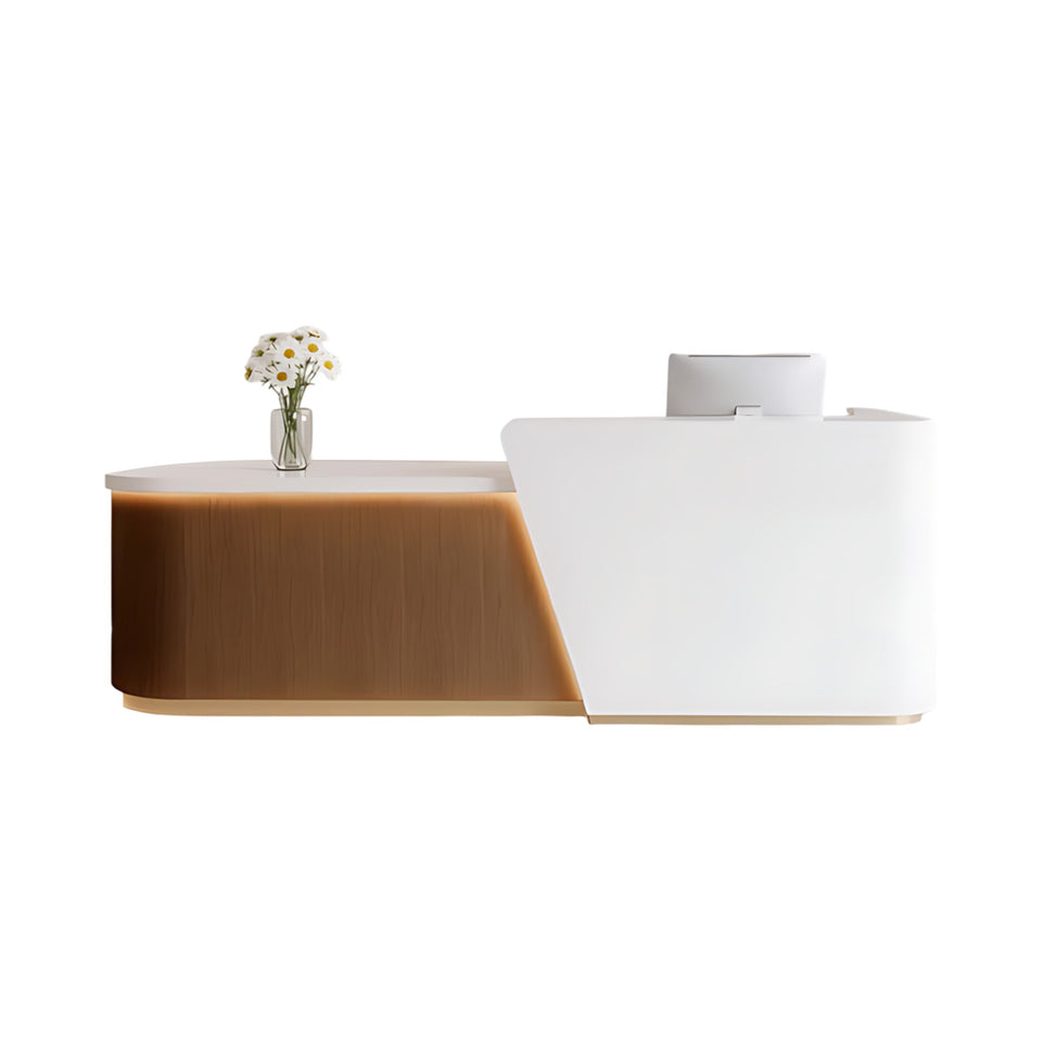 Elegant Reception Desk with LED Lighting & Spacious Storage for Offices & Salons JDT-2356