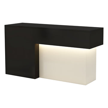 Reception Desk, Black + White Right-side LED strip L39" × W20" × H35", Black + White finish, for reception area or front office, commercial reception...