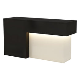 Reception Desk, Black + White Right-side LED strip L39" × W20" × H35", Black + White finish, for reception area or front office, commercial reception...