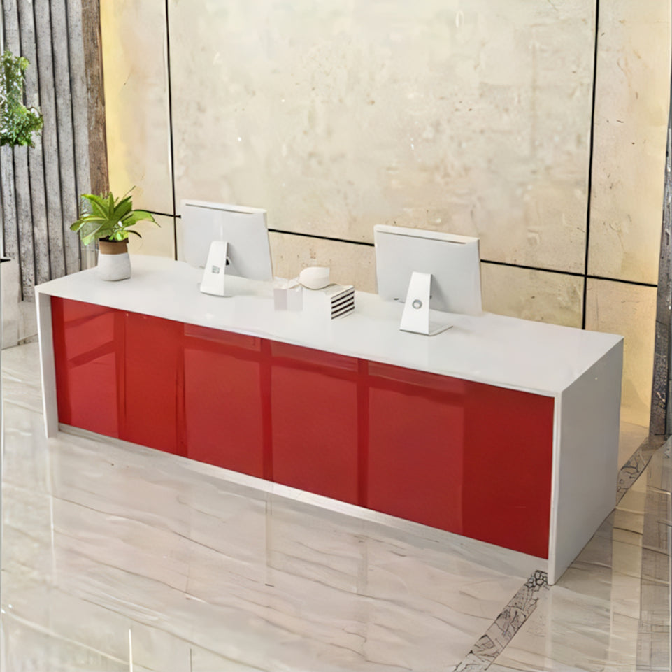 Minimalist Straight Rectangular Reception desk with Drawers and Storage Cabinet for Offices and Salons JDT-1092