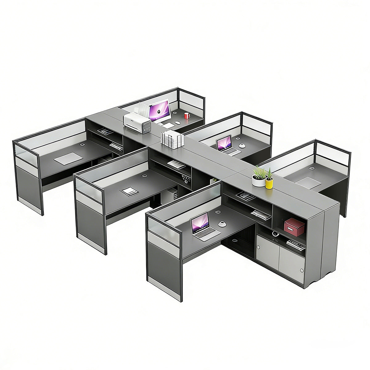 Computer Lab Privacy Desks Office Workstation Desk with Privacy Panel, Cable Management & Mobile