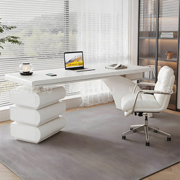 Chic Solid Wood Lacquer Executive Desk with Ergonomic Curved Edges & Ample Storage for Modern Home & Office LBZ-2342