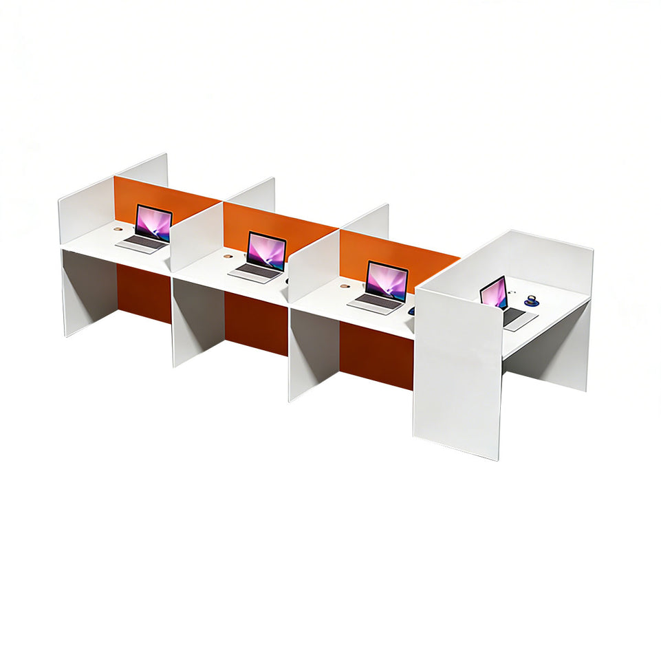 Modern Staff Office Desk with Privacy Dividers and Individual CPU Compartments BGZ-2099