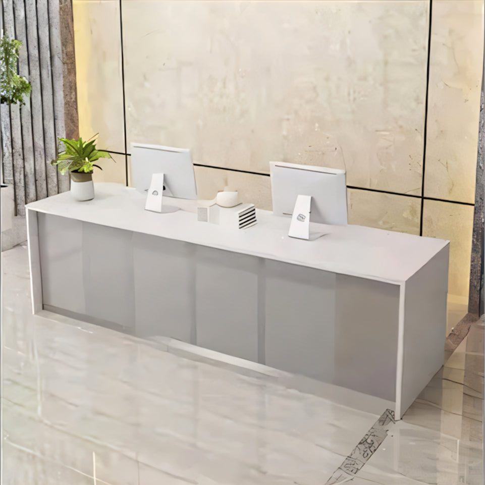 Minimalist Straight Reception Desk with Drawers and Storage Cabinet for Offices and Salons JDT-1092