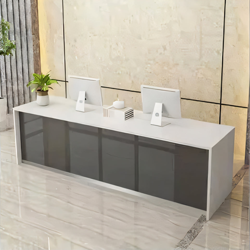 Minimalist Straight Rectangular Reception desk with Drawers and Storage Cabinet for Offices and Salons JDT-1092