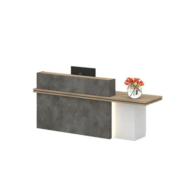 Segmented Design Straight Front Desk with Compartments and Lockable Cabinet for Hotels and Offices JDT-10100