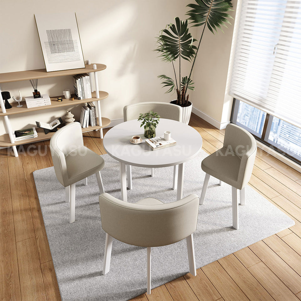 Compact Round Reception Table Set for 4 People with Durable Structure, High-density Foam Seating, Ergonomic Backrest for Office Spaces（In Stock）