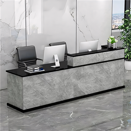 Corner Straight Stylish Reception Desk with Keyboard Tray and Drawers for Offices and Hotel Lobbies JDT-712（In Stock）