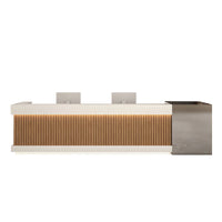 Striped Color-Blocked Front Desk with 7 Drawers and 5 Storage Cabinets for Office JDT-076