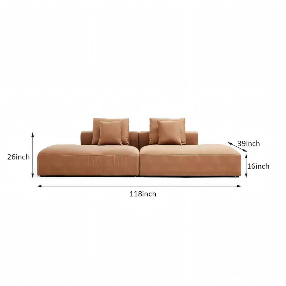 Italian Minimalist Tech Cloth Sectional Sofa Brown Chaise Lounge BSF-2005