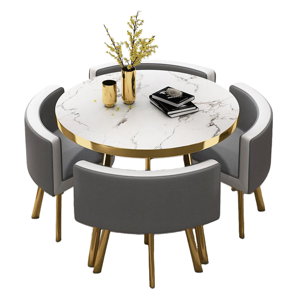 Round Reception Table with 4 Chairs for Office Reception Areas JDZH-2024