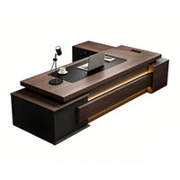 Executive Desk, With LED Strip Double Cabinet, L94" x W63" x H35", for executive office workspace, modern executive office furniture