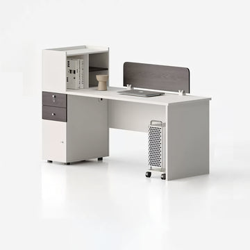 Round Office Desk with Cable Management, Lockable & File Drawers for Home Office