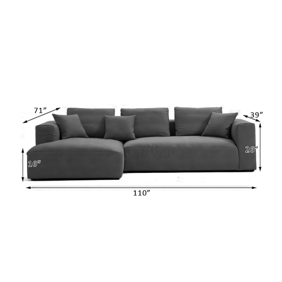 Italian Minimalist Tech Cloth Sectional Sofa Brown Chaise Lounge BSF-2005