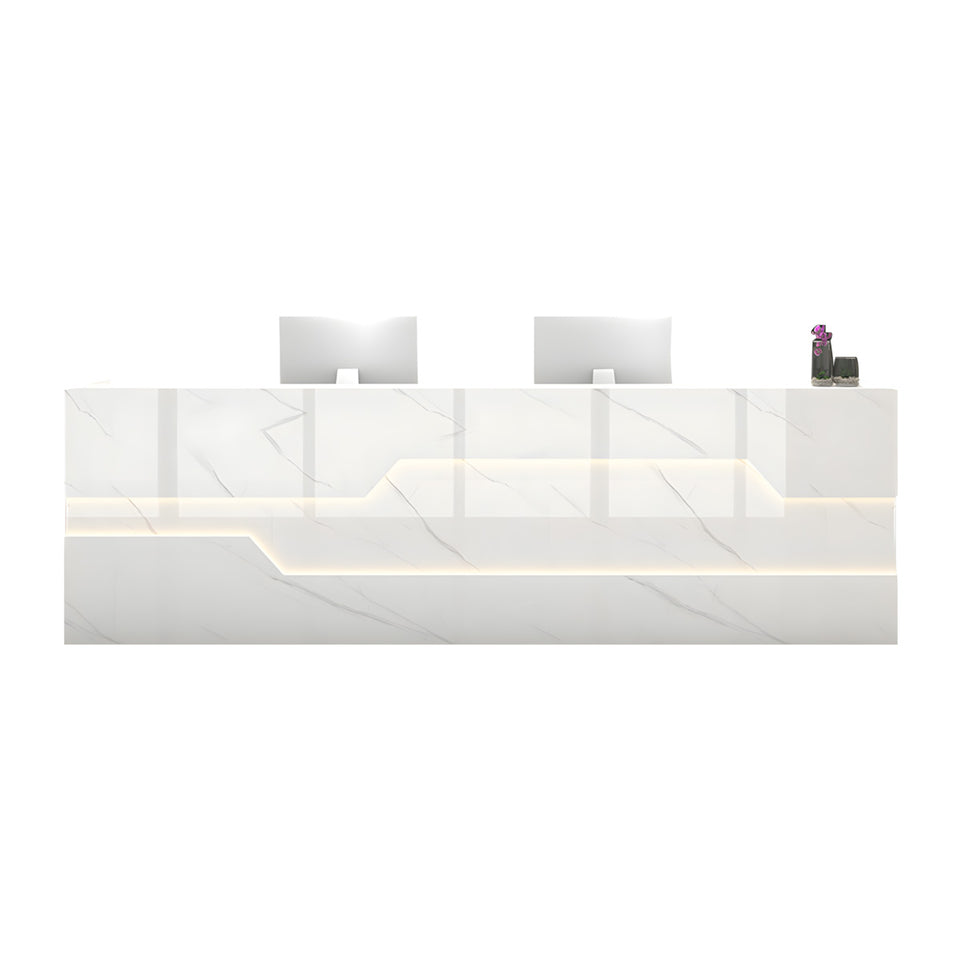 Hollow-Out Design Private Label Straight Front Desk with LED Lights and Cable Management for Offices JDT-10113