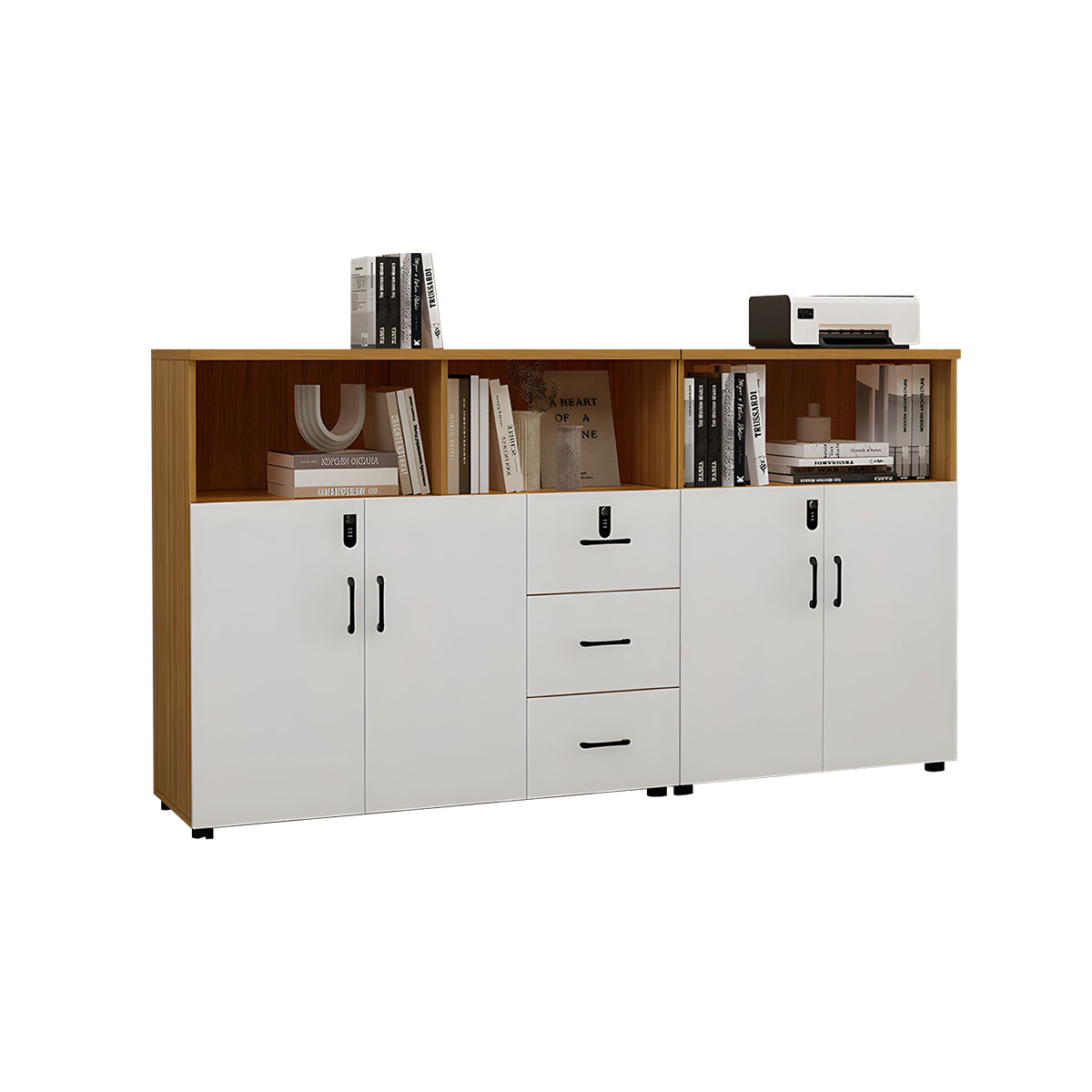 Stylish Lockable Wooden File Cabinet with Multi-Compartment Storage for Workspace CWG-2164