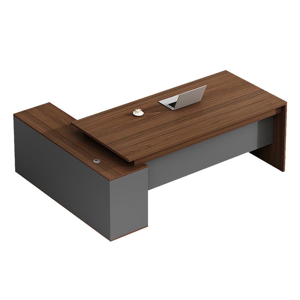 Modern L-Shaped Executive Desk with Side Storage Cabinet LBZ-2139