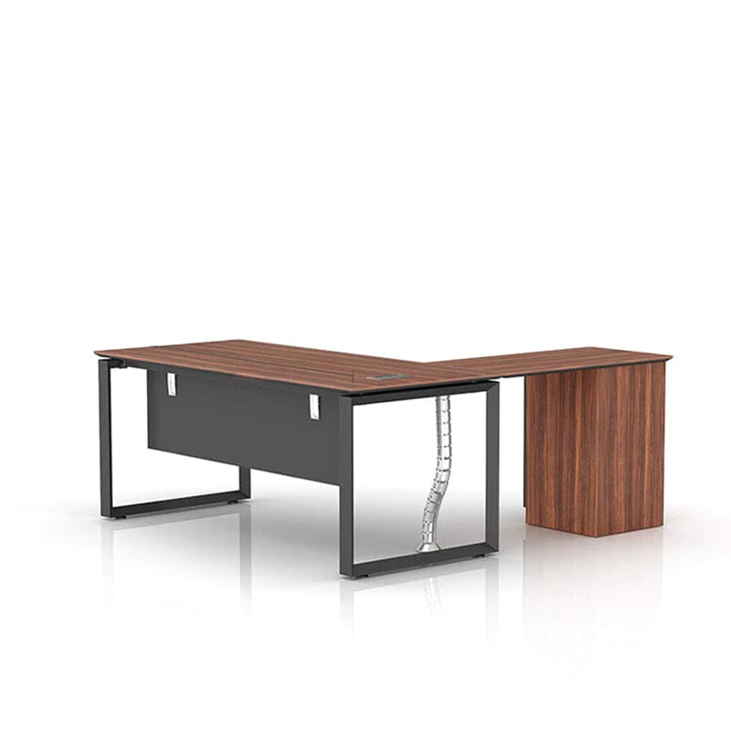 Walnut Color Executive Desk Moder Office Desk with Side Cabinet Customizable LBZ-1082