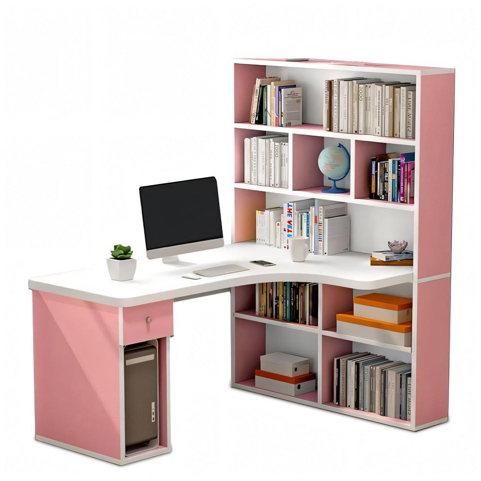 Corner Computer Desk with Bookshelf - Ideal for Students and Home Offices BGZ-164