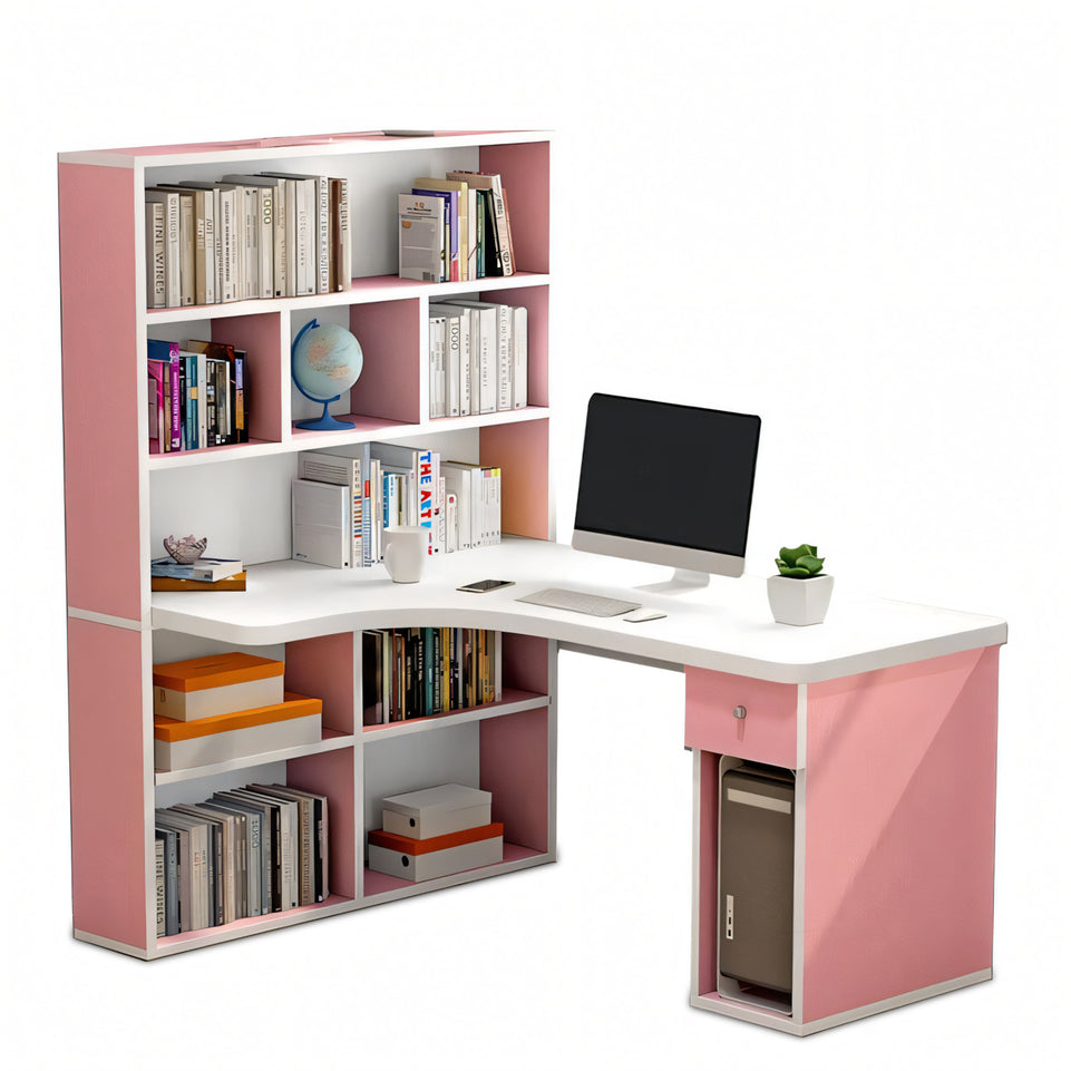 Corner Computer Desk with Bookshelf - Ideal for Students and Home Offices BGZ-164