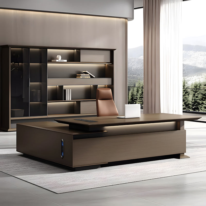 L-Shaped Executive Desk 79-150 in Wide with Lockable for Home Office