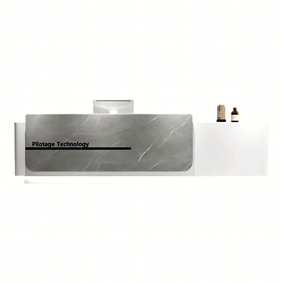 Color-Blocked Straight Reception Counter with Large Storage and Keyboard Tray for Salon JDT-050