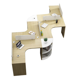 Curved Office Desk with Cable Management, File Drawers & Portable for Home Office