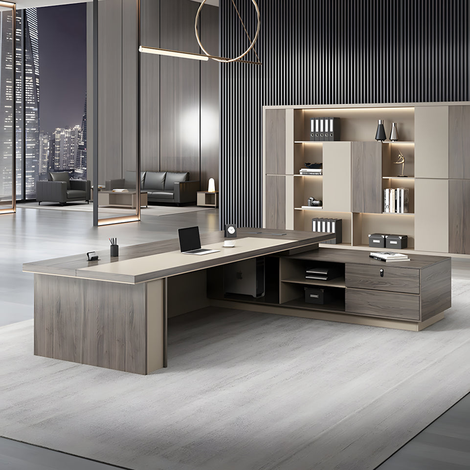 Modern Executive Desk With Wood Grain Executive Office Table LBZ-1051