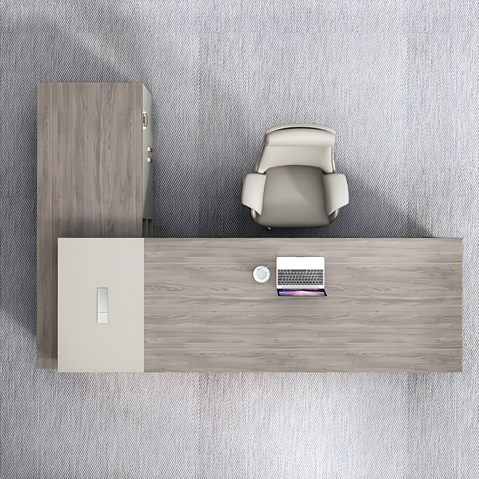 Office Furniture Luxury Executive Desk With Leather Handles L-Shape Corner Desk Dial Lock LBZ-1072