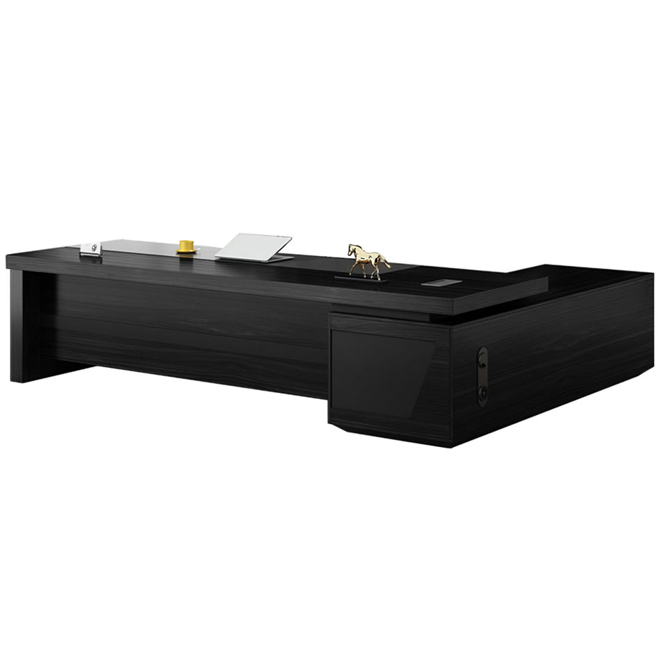 Modern L-Shaped Executive Desk with Drawers and Cabinet LBZ-2091