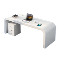 Luxury Modern Glossy Executive Desk With Mobile Storage ,Thickened Rounded Corners And Stylish Privacy Panel LBZ-107