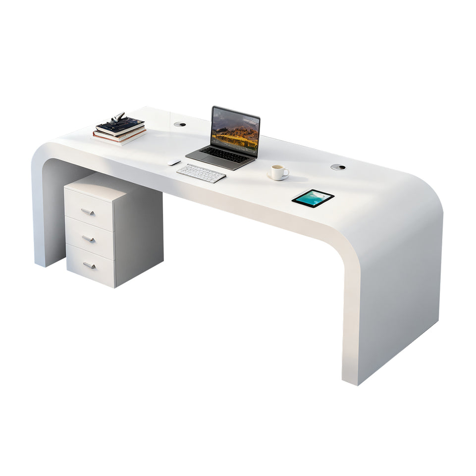 Luxury Modern Glossy Executive Desk With Mobile Storage ,Thickened Rounded Corners And Stylish Privacy Panel LBZ-107