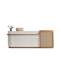 Natural Rattan Reception Desk Modern Office Furniture Storage Drawers JDT-2294