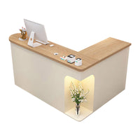 Display Corner L-Shaped Small Reception Desk with Cabinet for Clothing Stores JDT-1053