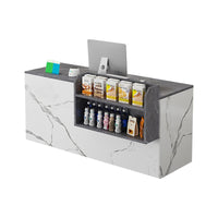 Curved Reception Counter with Keyboard Tray and Multiple Drawers for Salon and Clothing Store JDT-K051