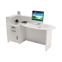 Oval Desktop Small Reception Desk with Corner and Lockable Drawer for Barbershops and Clothing Stores JDT-1055